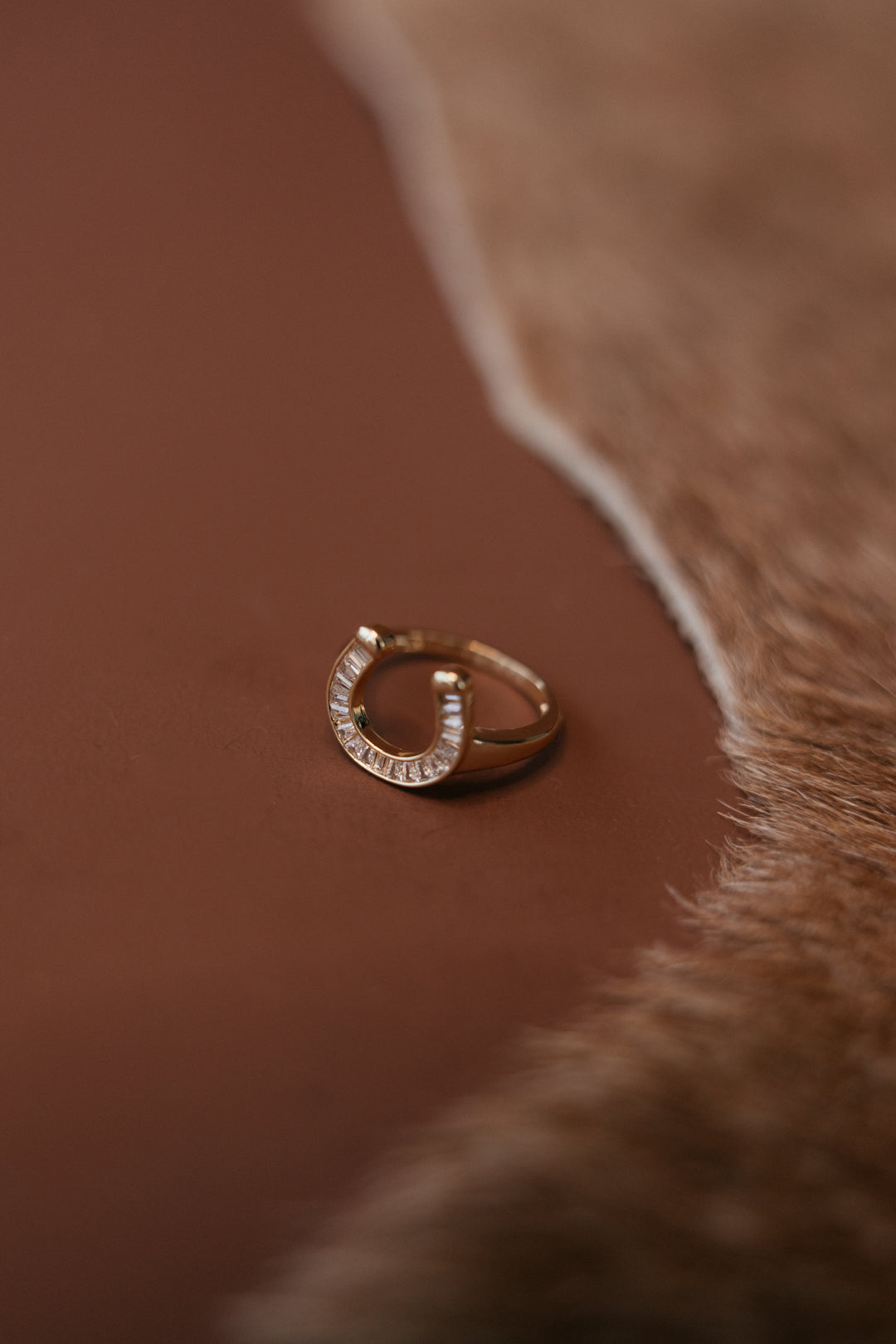 Lucky Baguette Horseshoe Ring – Gold