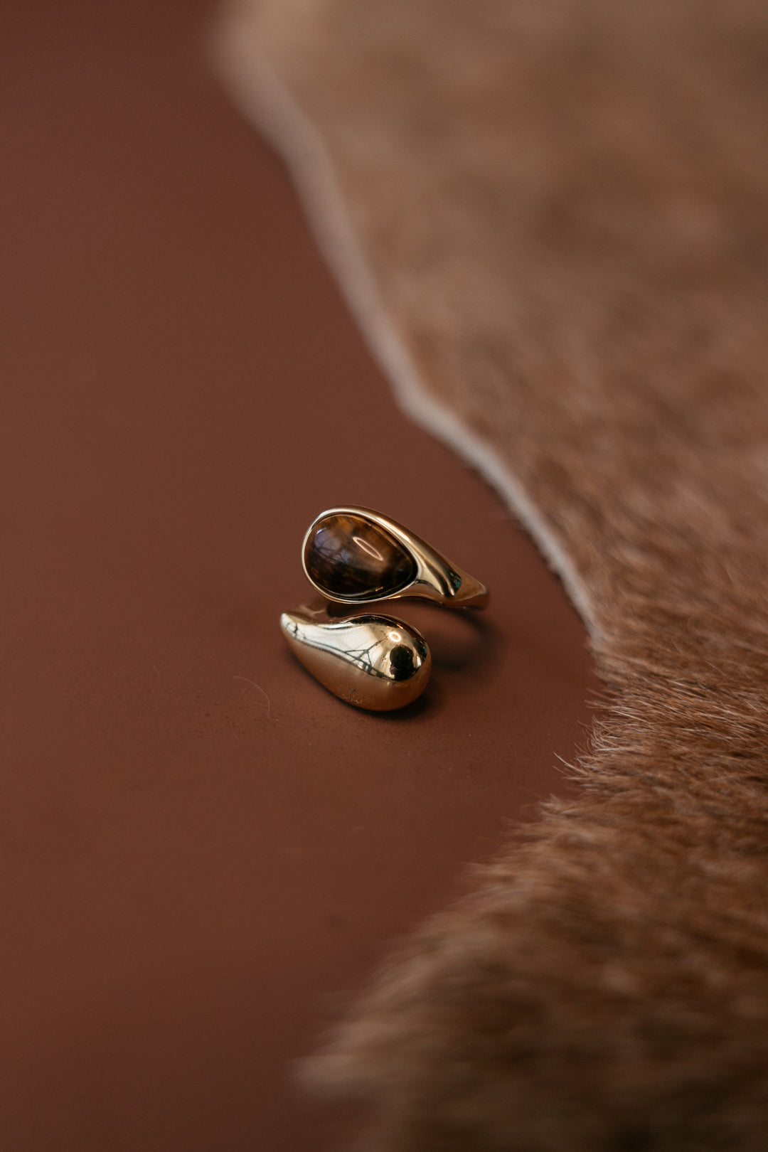 Cami Tiger Eye Stacked Ring - Gold