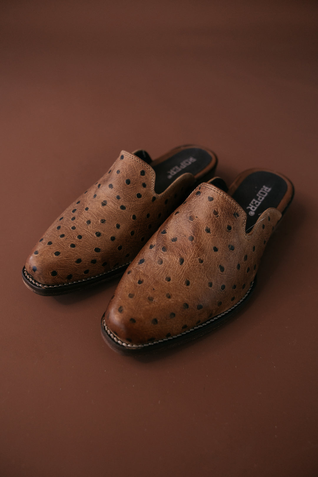 Roper Ostrich Mules - Tan