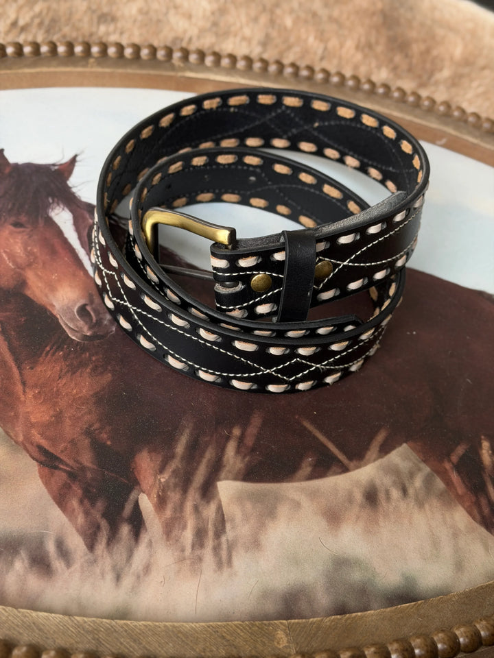 The Classic Buck Stitch Belt - Black