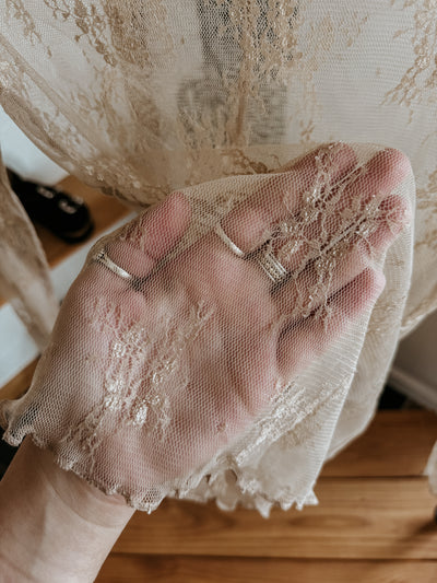 The Floral Lace Mesh Top (Latte/Tan Nude)