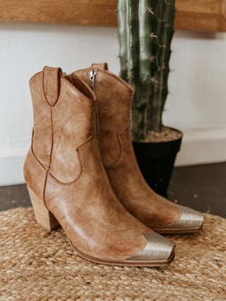 The Western Metal Toe Bootie (Nude)