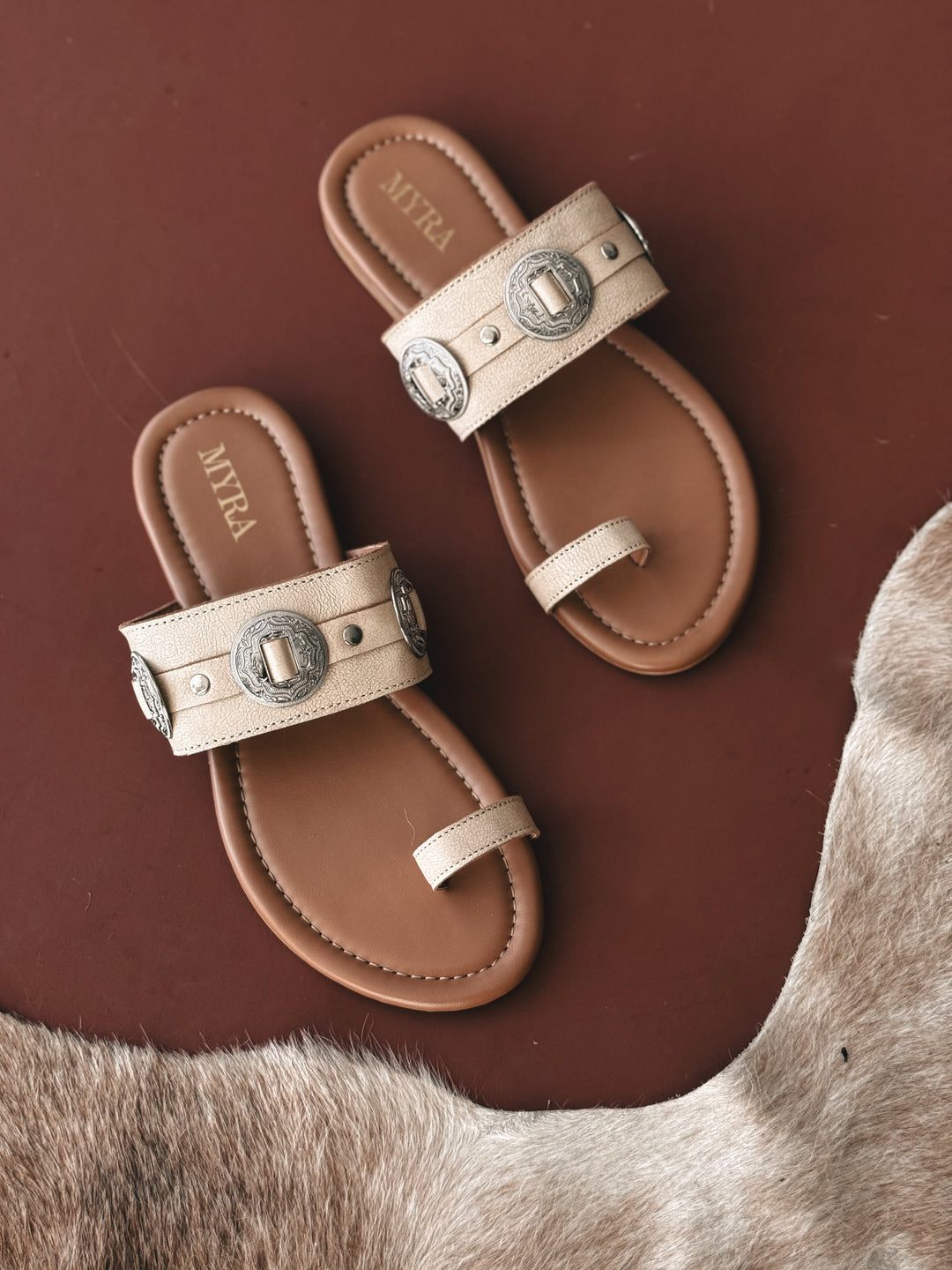 Natural Western Concho Sandals