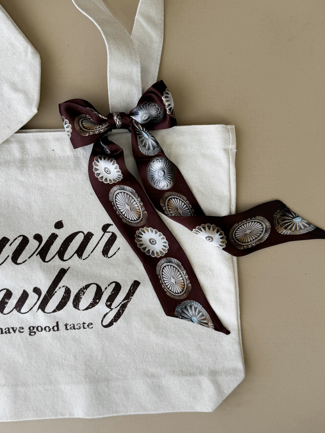 Concho Print Twilly – Brown