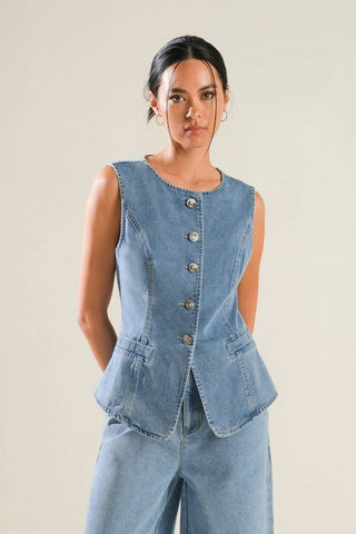 The Buttoned Denim Top