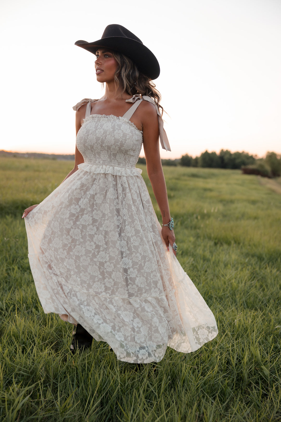 Dust &amp; Lace Tie Shoulder Midi Dress PRE ORDER 8/31