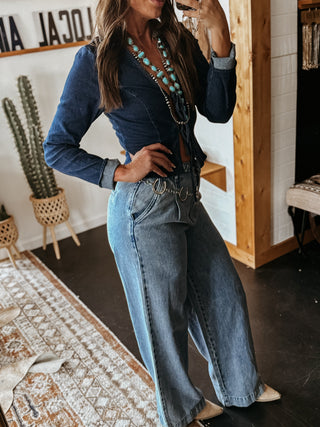 The Pleated Wide Leg Jeans