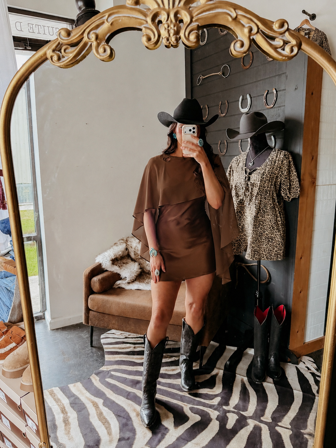 Brown Satin Cape Dress PRE ORDER 9/30