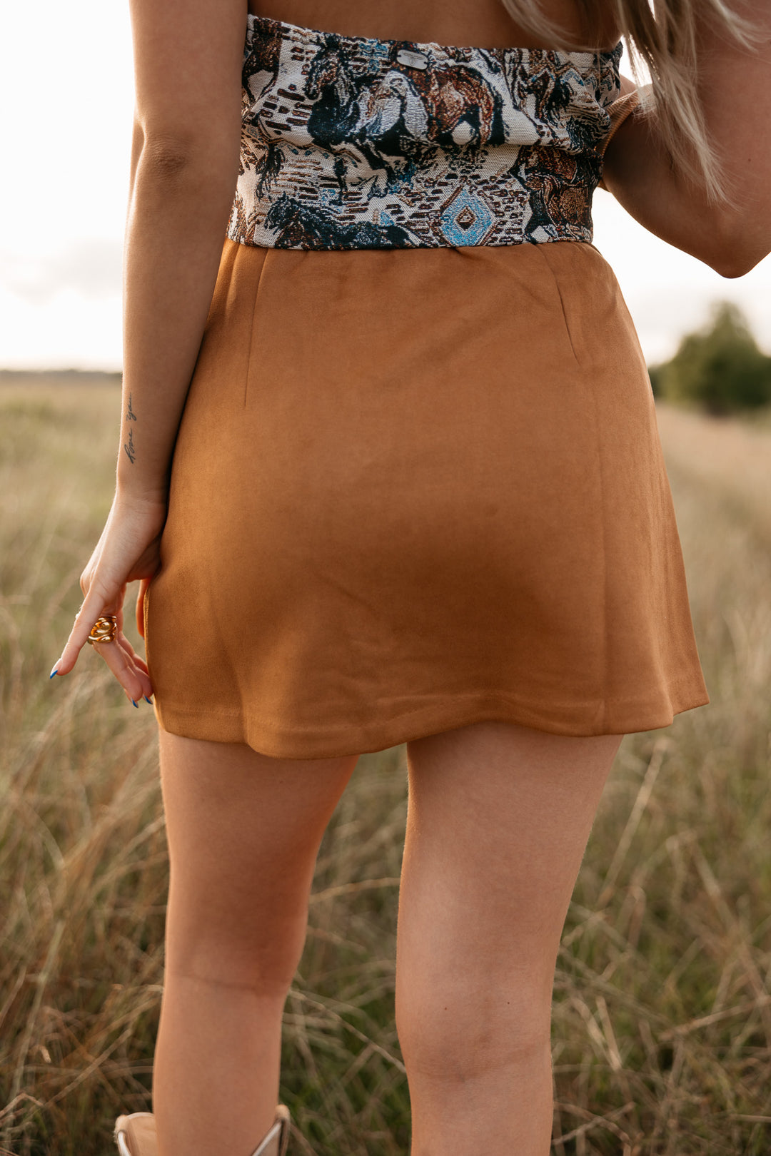 Suede Mini Skirt - Camel