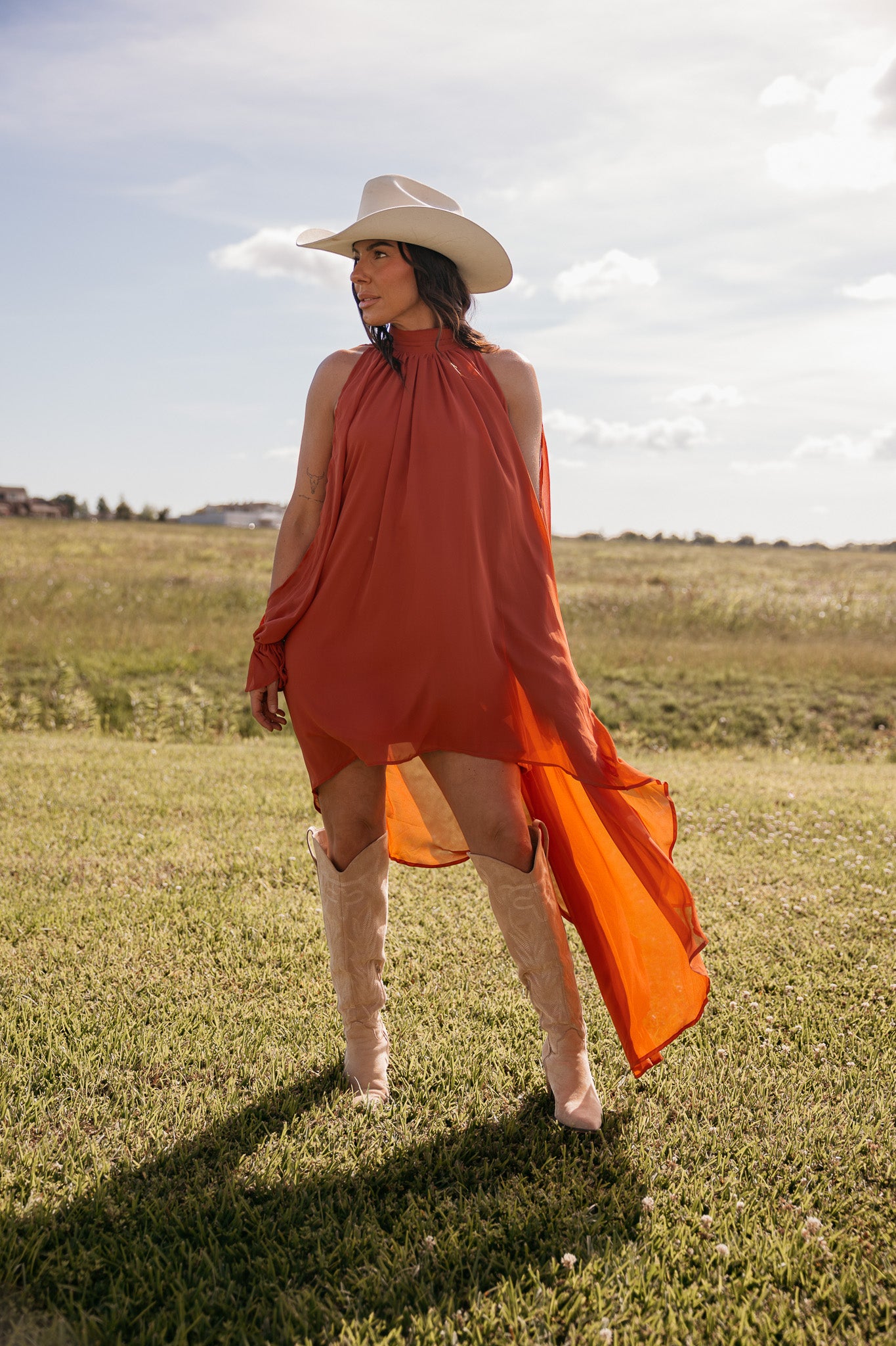 Rust High Low Halter Dress **PRE ORDER JUNE 6th** S Rust High Low Halter Dress **PRE ORDER JUNE 6th** S