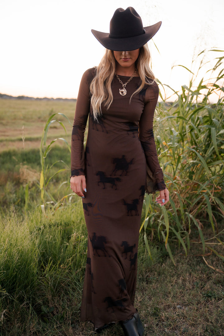 Equestrian Mesh Maxi Dress PRE ORDER 8/30