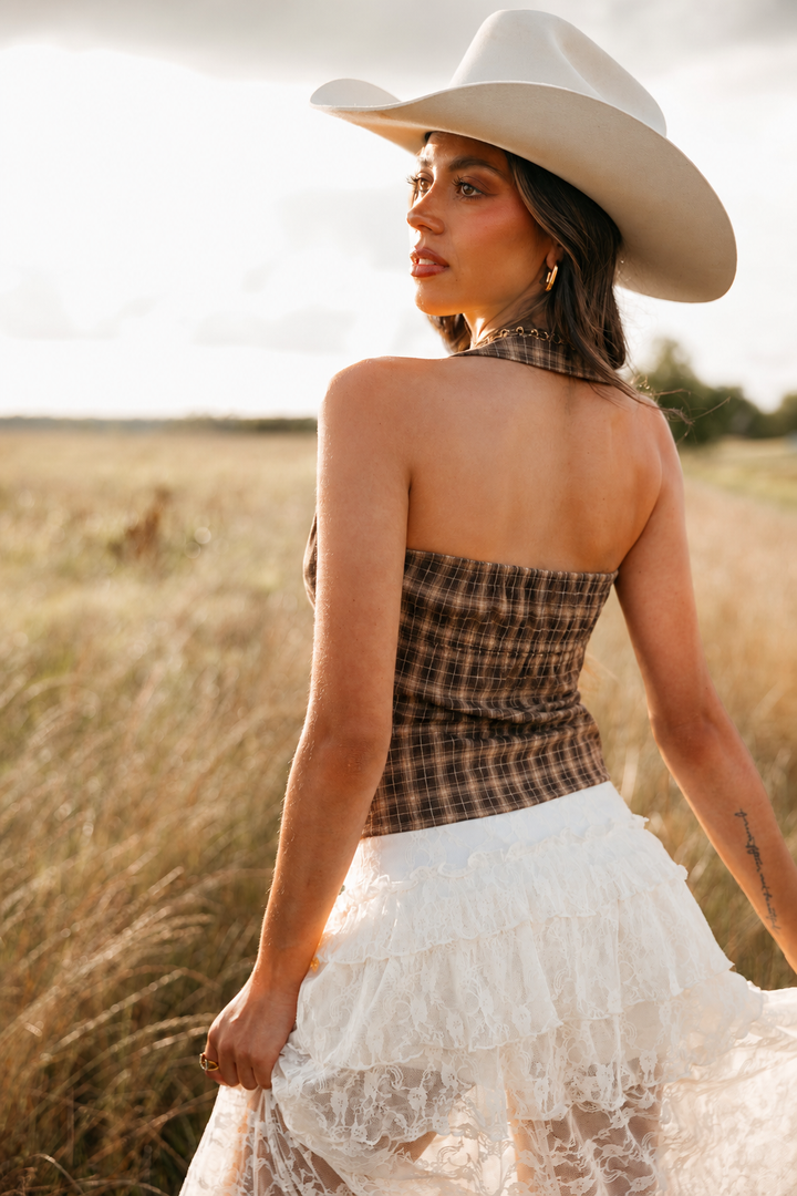 Prairie Plaid Halter Top PRE ORDER 8/15