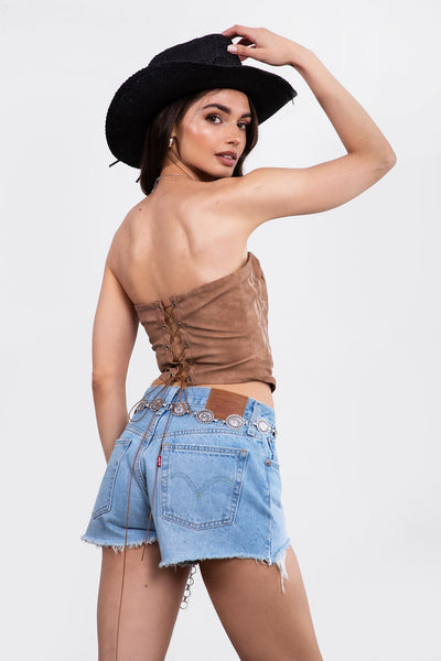 The Western Babe Corset Top (Light Brown)