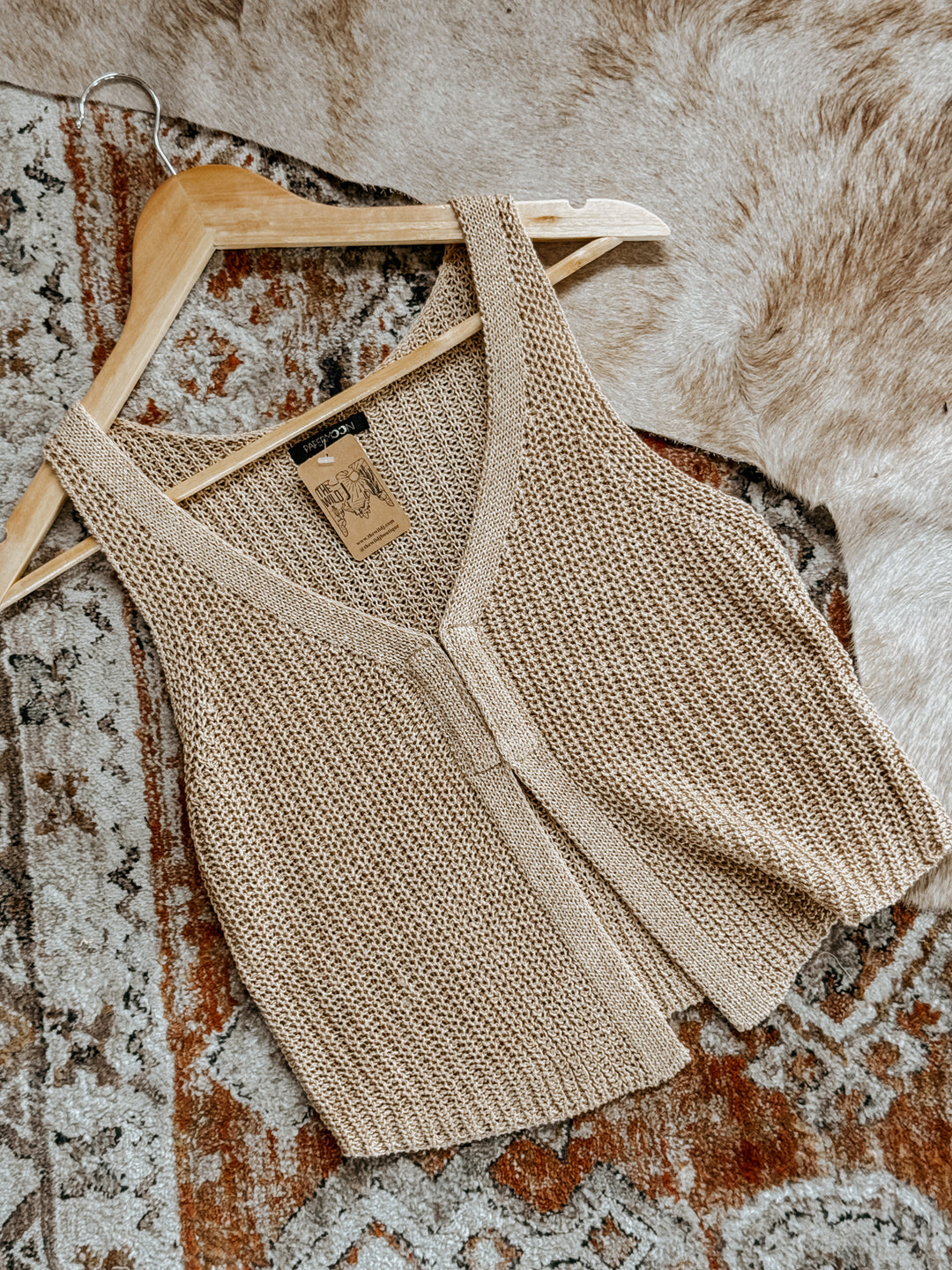 Taupe Knit Cropped Vest