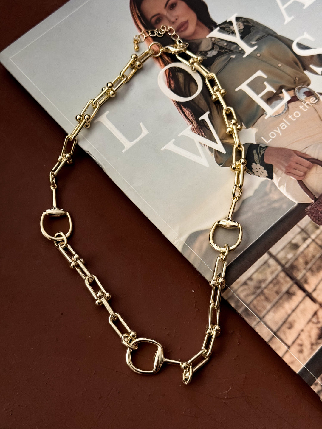 Bit & Chain Link Necklace - 14k Gold Plated