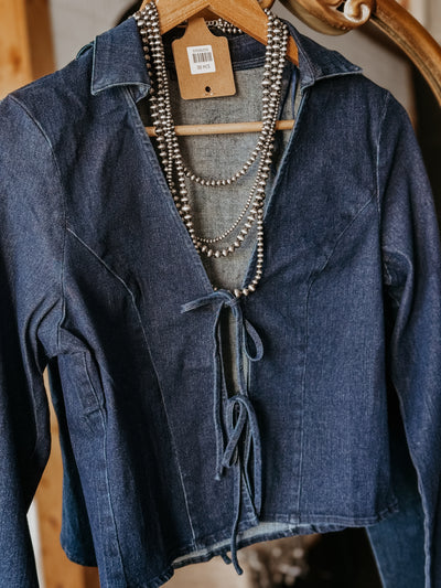 The Collared Denim Tie Front Top