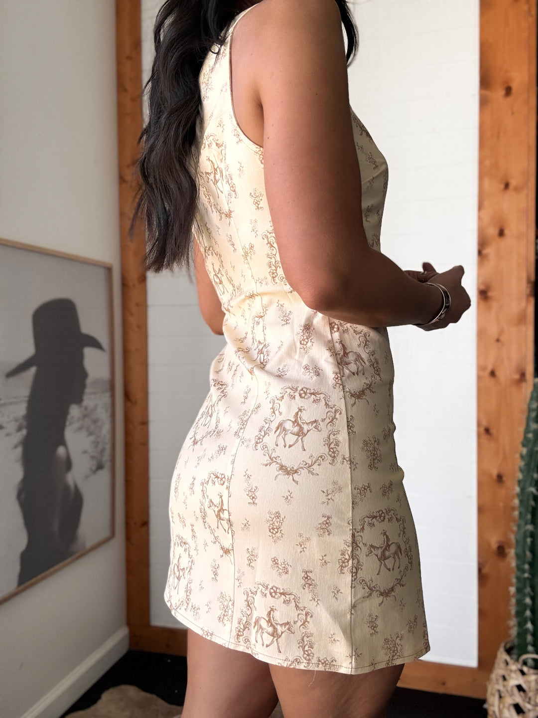 Horse Print Mini Dress | Cream