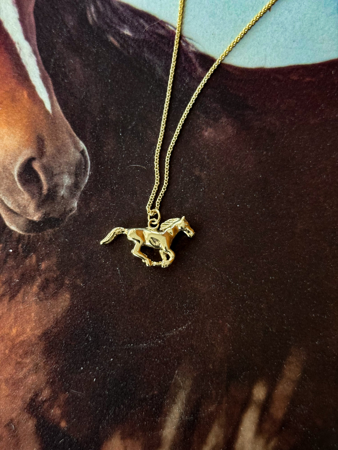 Brandy Galloping Horse Necklace – Gold Vermeil on Sterling Silver