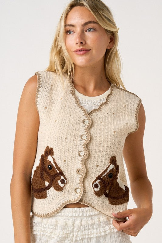 Horse Patch Sweater Vest