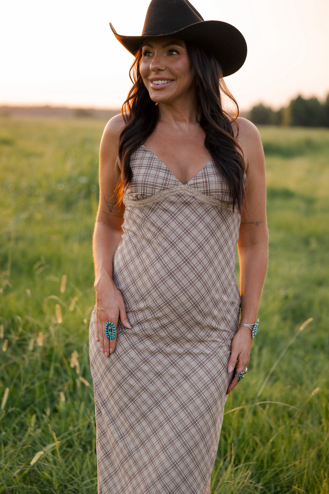 Dusty Trails Plaid Midi Dress PRE ORDER 8/20