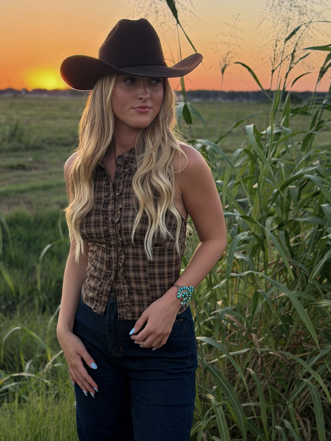 Prairie Plaid Halter Top