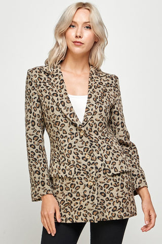 The Leopard Button Blazer