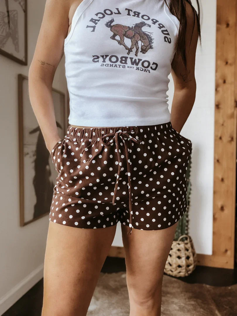 Brown Polka Dot Lounge Shorts