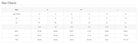 Size chart for clothing with measurements in different units