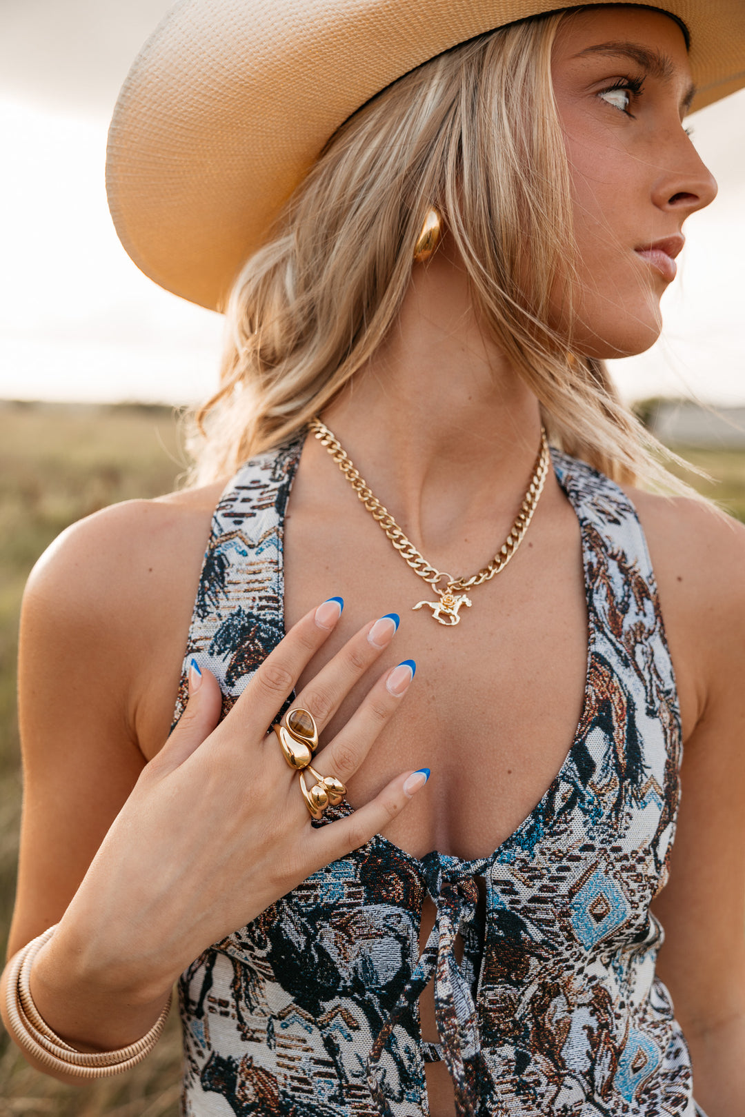 Cami Tiger Eye Stacked Ring - Gold
