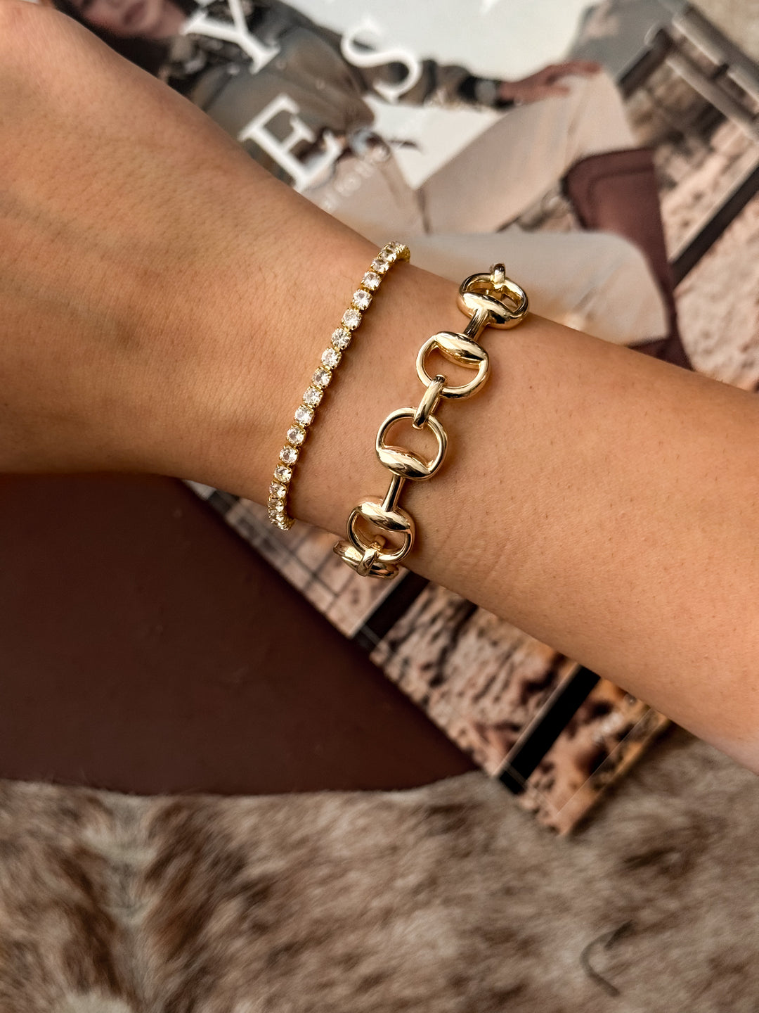 CZ Stone Tennis Chain -  Gold