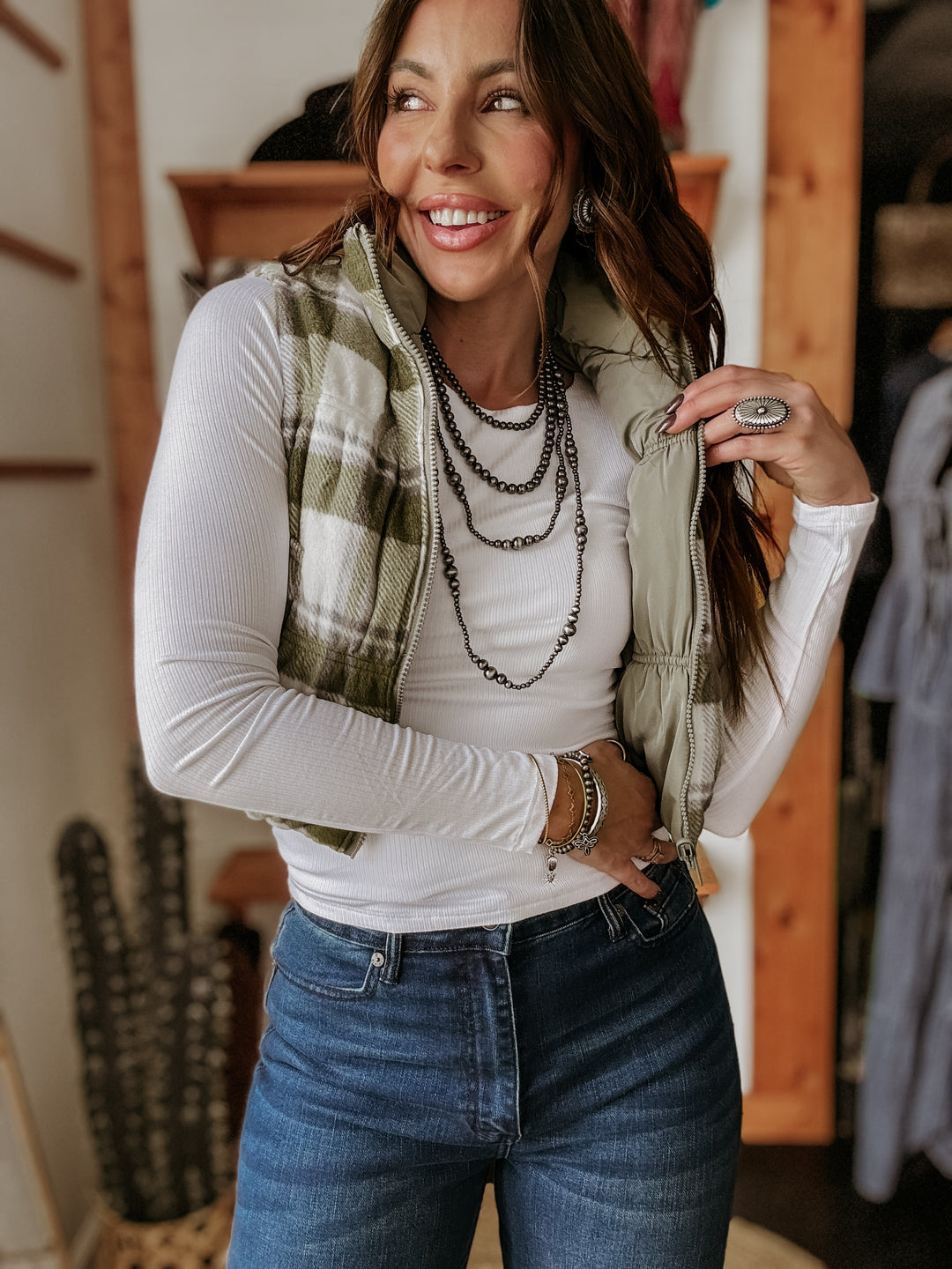 Olive Reversible Puffer Vest