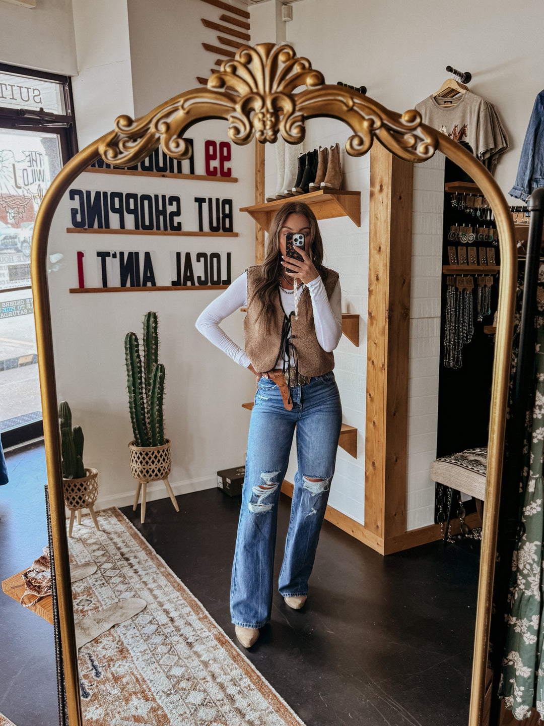 Western Fleece Double Tie Vest