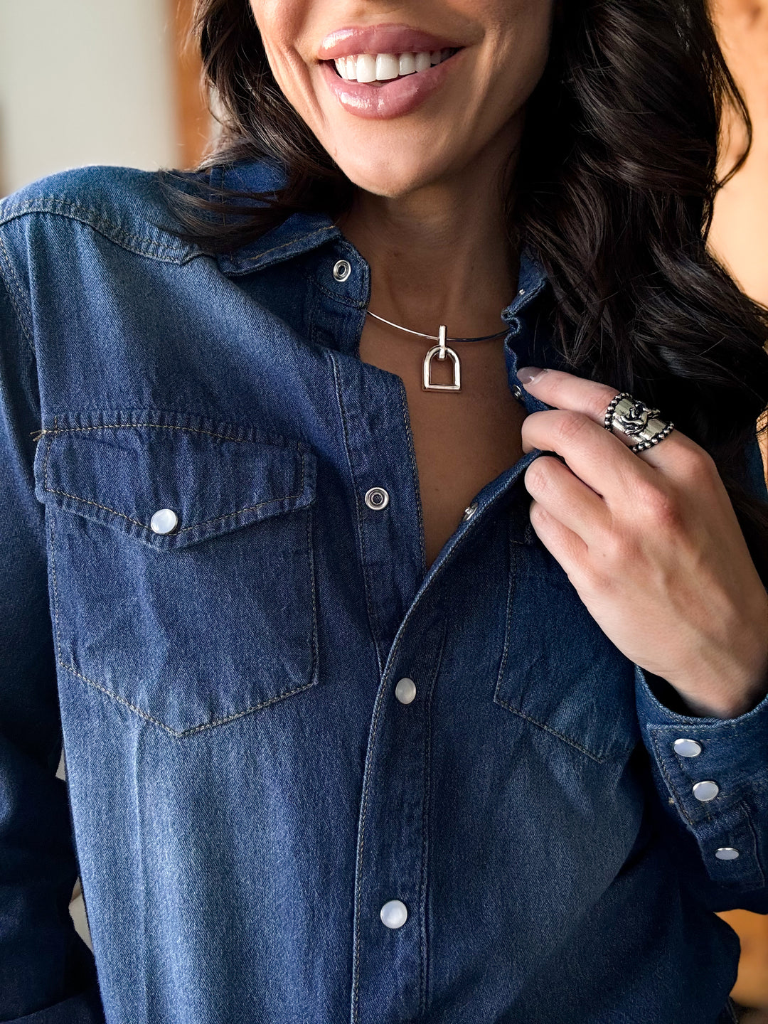 The Denim Pearl Snap – Dark Wash