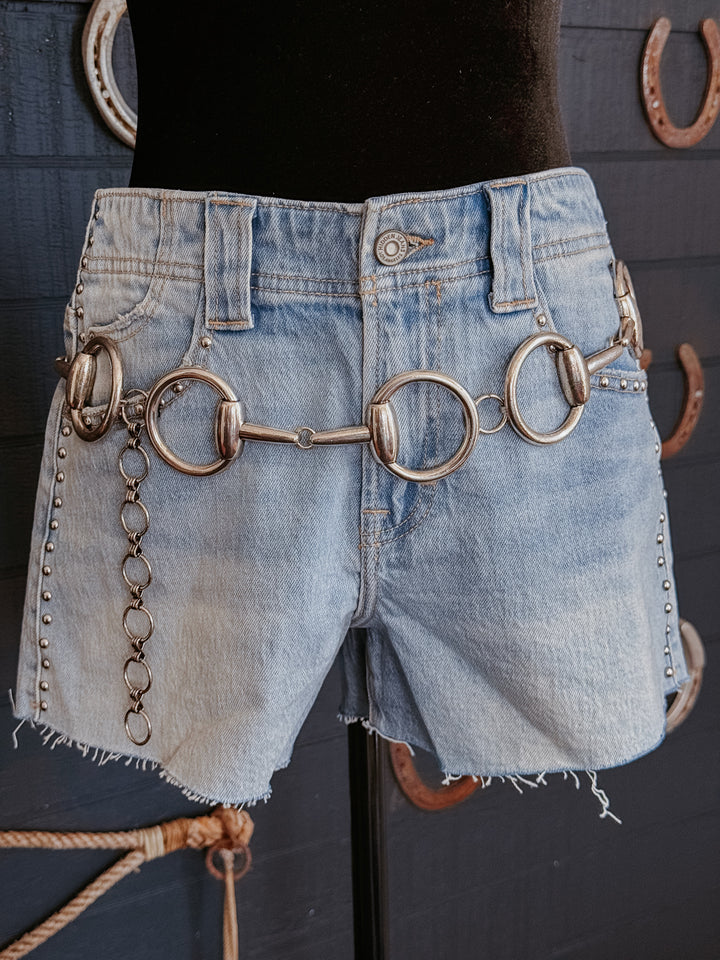 Western Horsebit Chain Belt- Silver