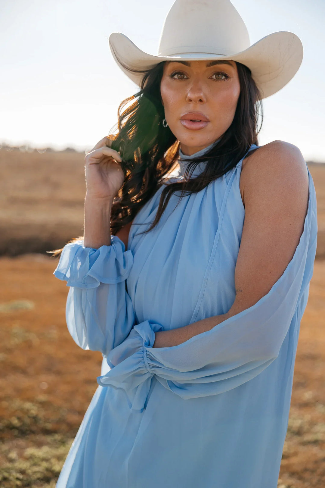 Dove Blue High-Low Halter Dress *PRE ORDER June 6th*