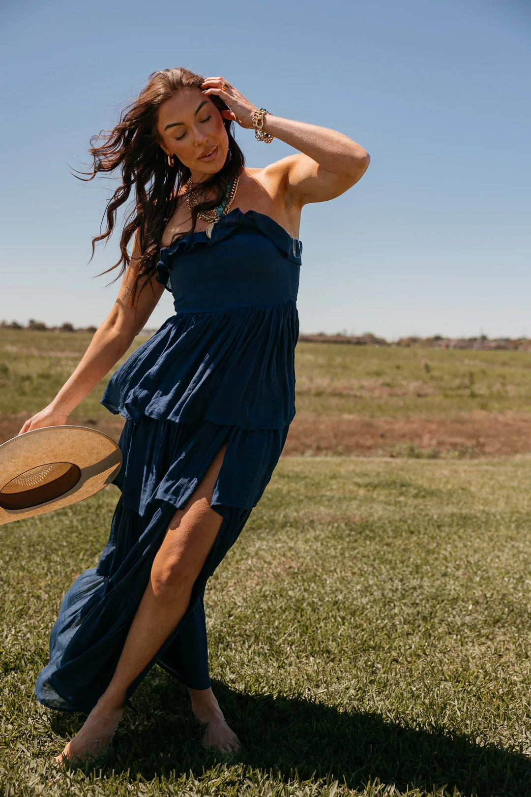Navy Strapless Tiered Maxi Dress Navy Strapless Tiered Maxi Dress