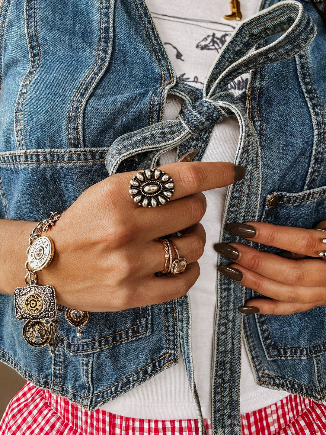 Anel de punho ajustável Western Concho