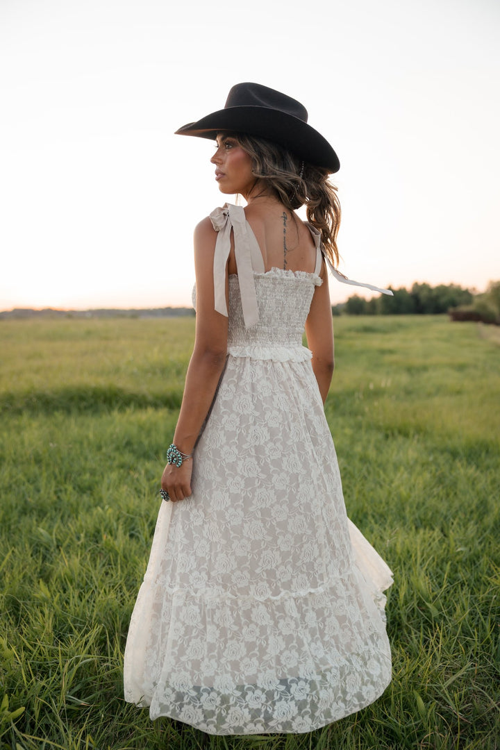 Dust &amp; Lace Tie Shoulder Midi Dress PRE ORDER 8/31