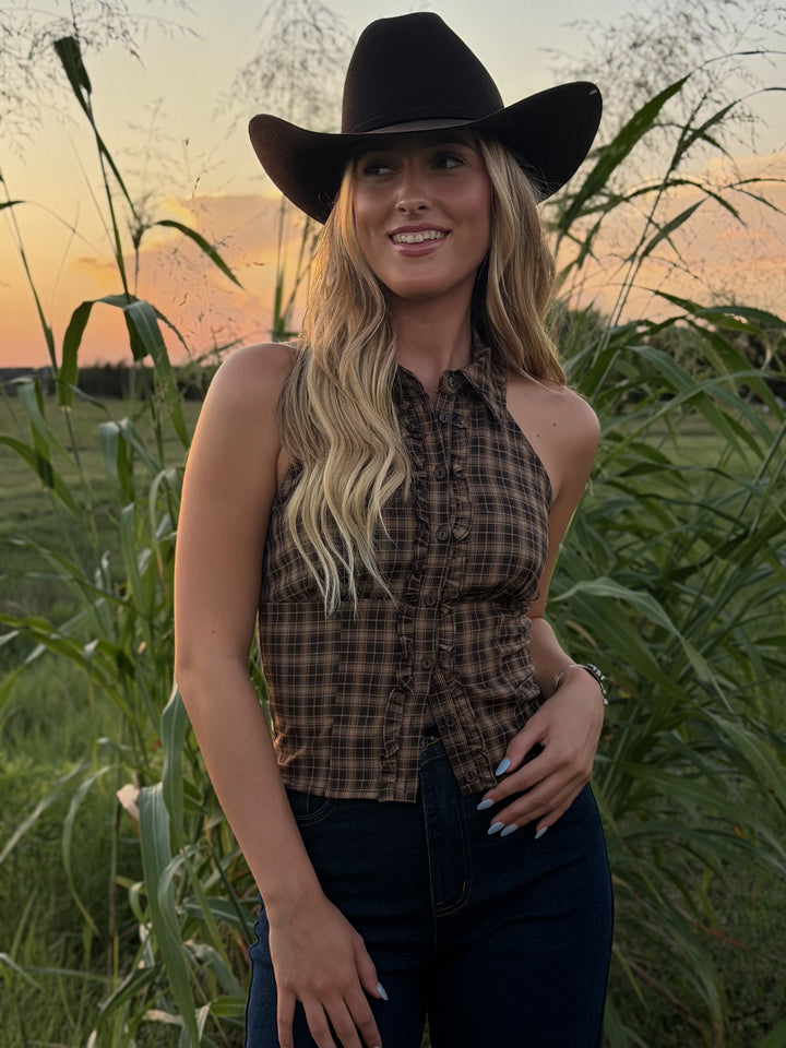 Prairie Plaid Halter Top