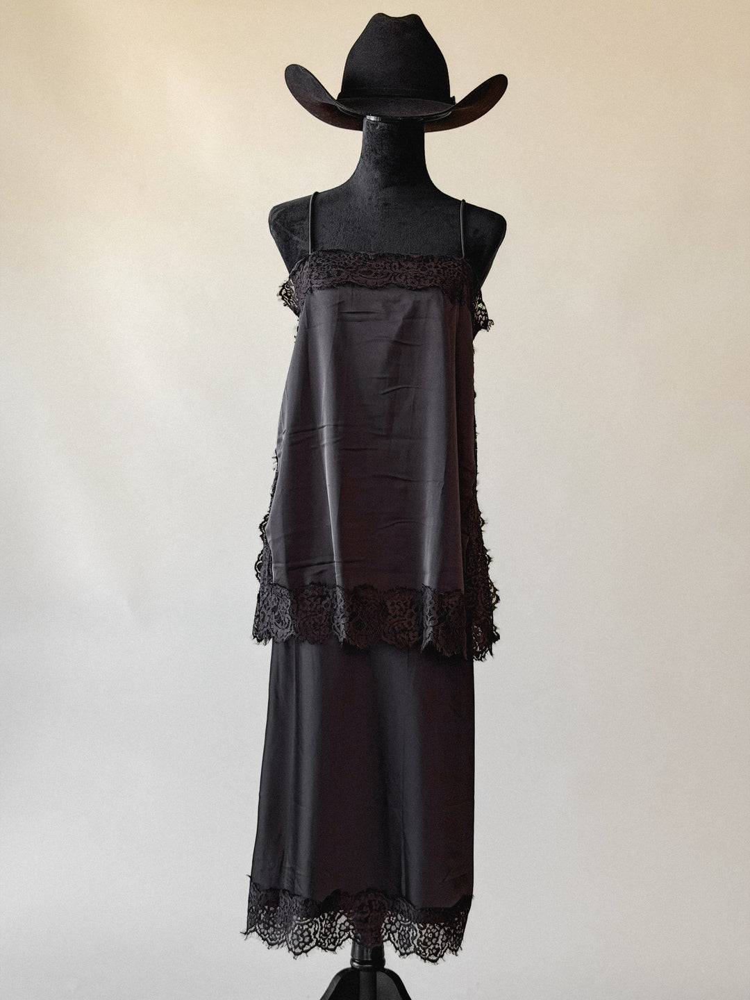 Cocoa Satin & Lace Set