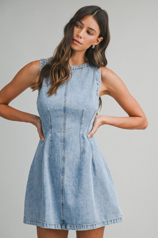 Darlin’ Denim Cinched Dress – Light Wash PRE ORDER 6/5/26