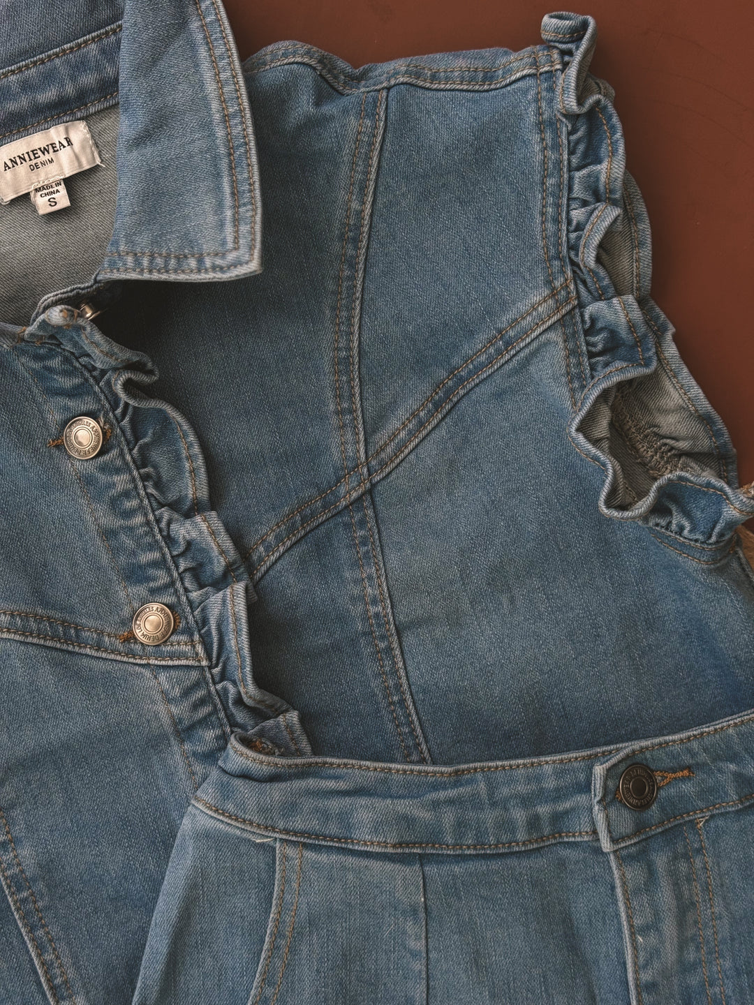 Denim Ruffle Vest & Shorts Set