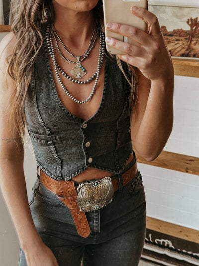 Ol’ Denim Cowgirl Vest (Black)