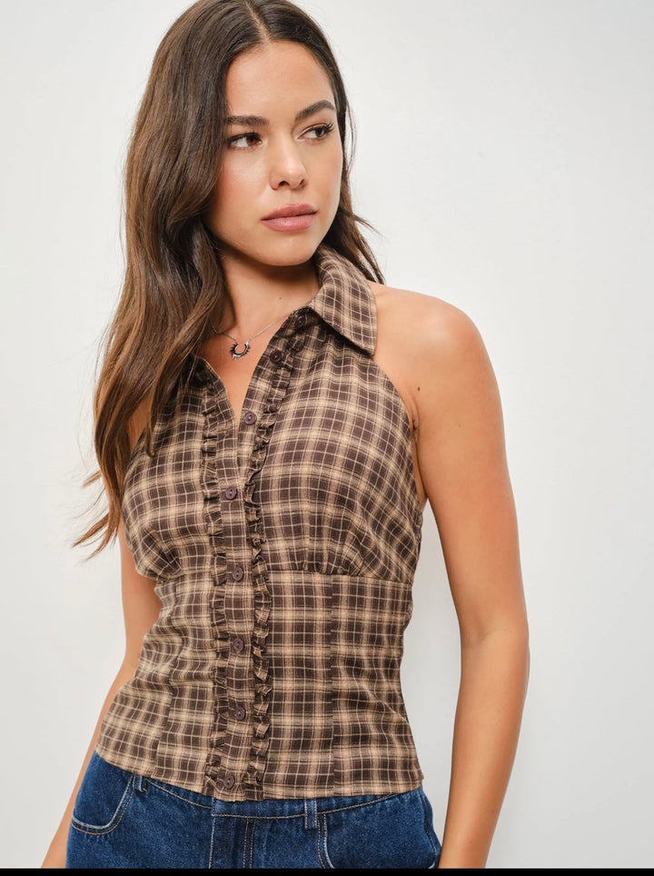 Prairie Plaid Halter Top PRE ORDER 8/15