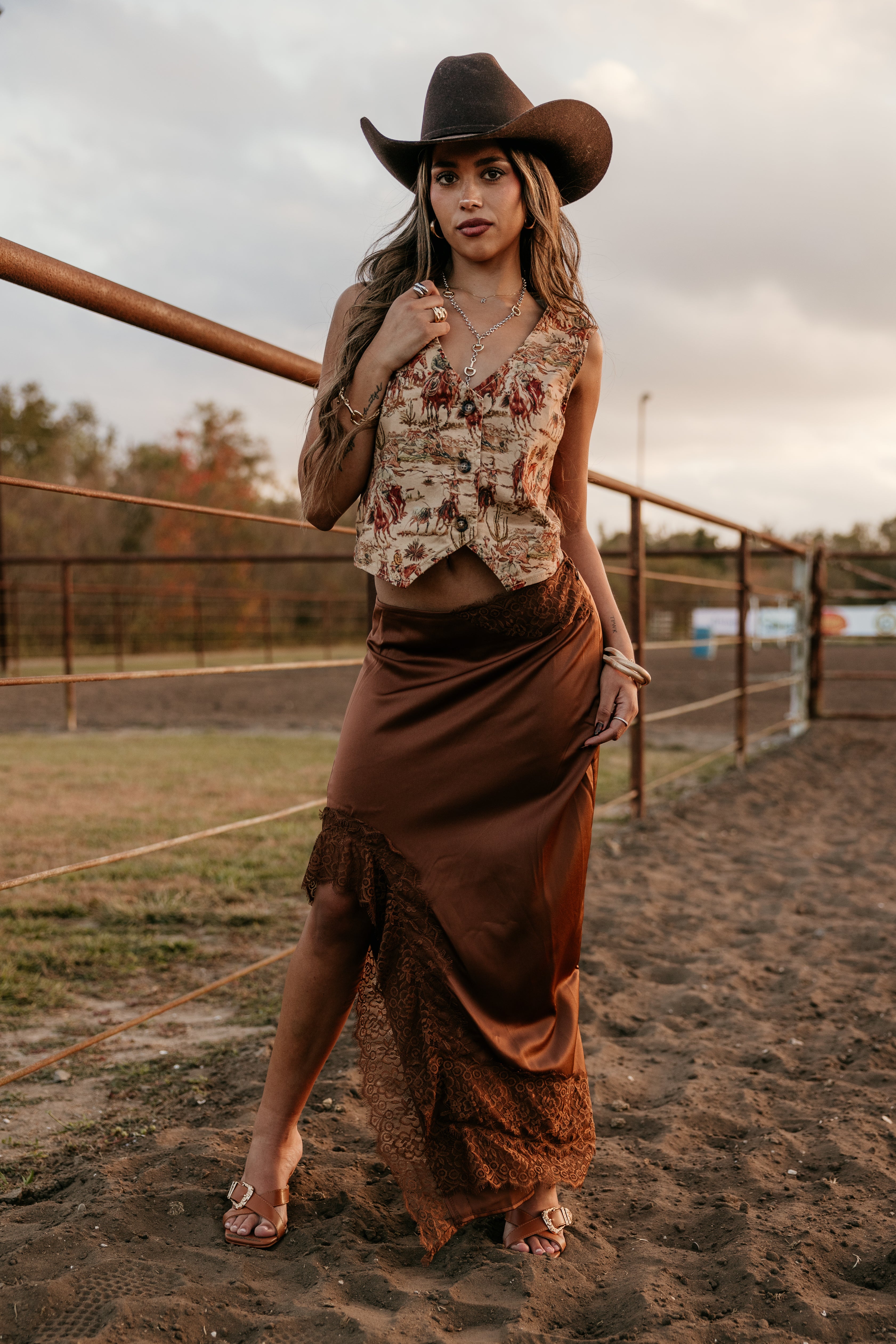 Satin and Lace Maxi Skirt | The Wild J