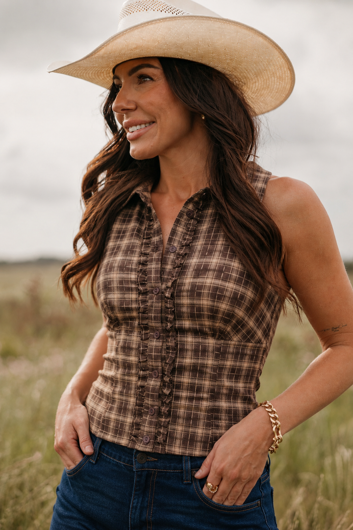 Prairie Plaid Halter Top PRE ORDER 8/15