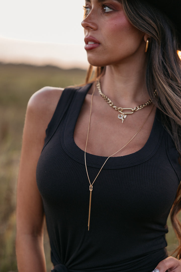 Dainty Gold Knot Lariat Necklace
