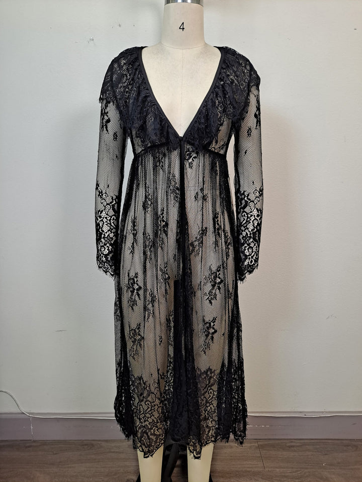 Black Lace Duster Top