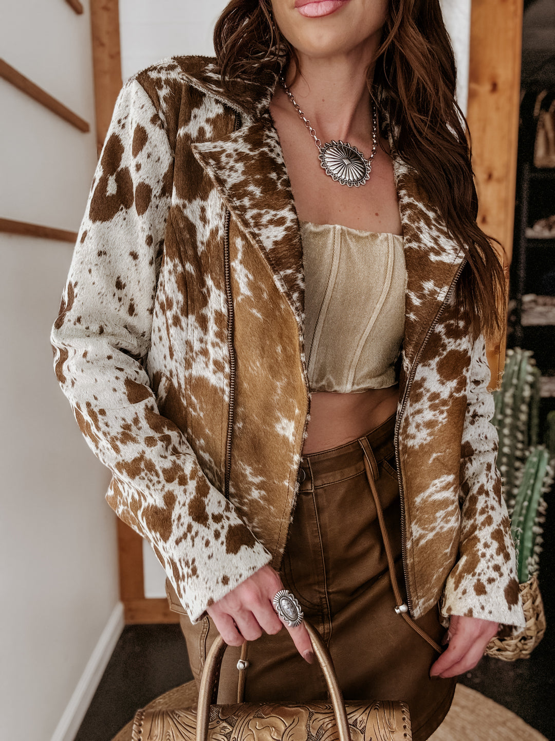 Western Buckle Strap Denim Corset Top