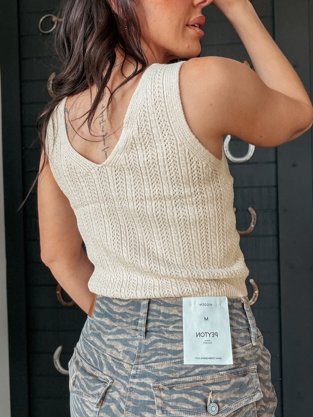 Sand Coastal Knit Button Tank